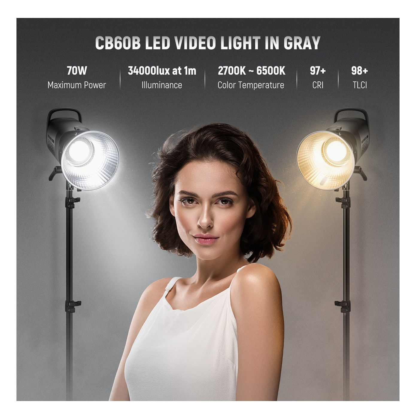 Neewer CB60B Lampa Video LED Bi-color 70W 2700K-6500K Bowens-F64